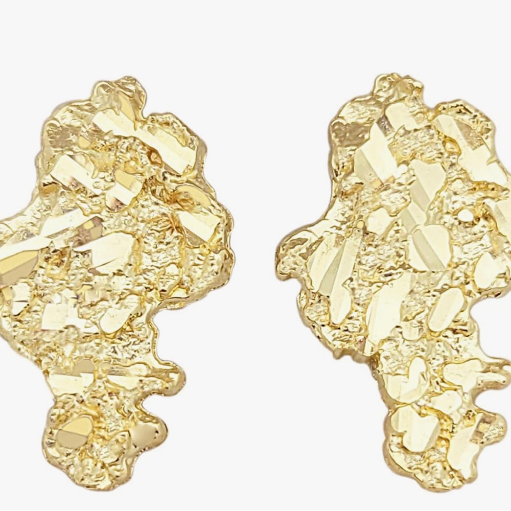 Men’s real 10k gold nugget earrings🔥🔥🔥🔥